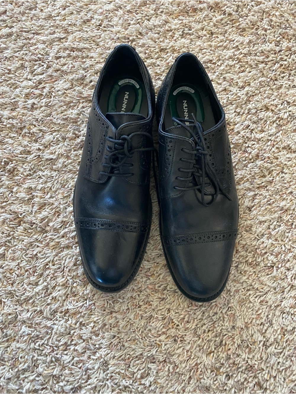 Nunn Bush Black Leather Brogue Cap-Toe Derby
